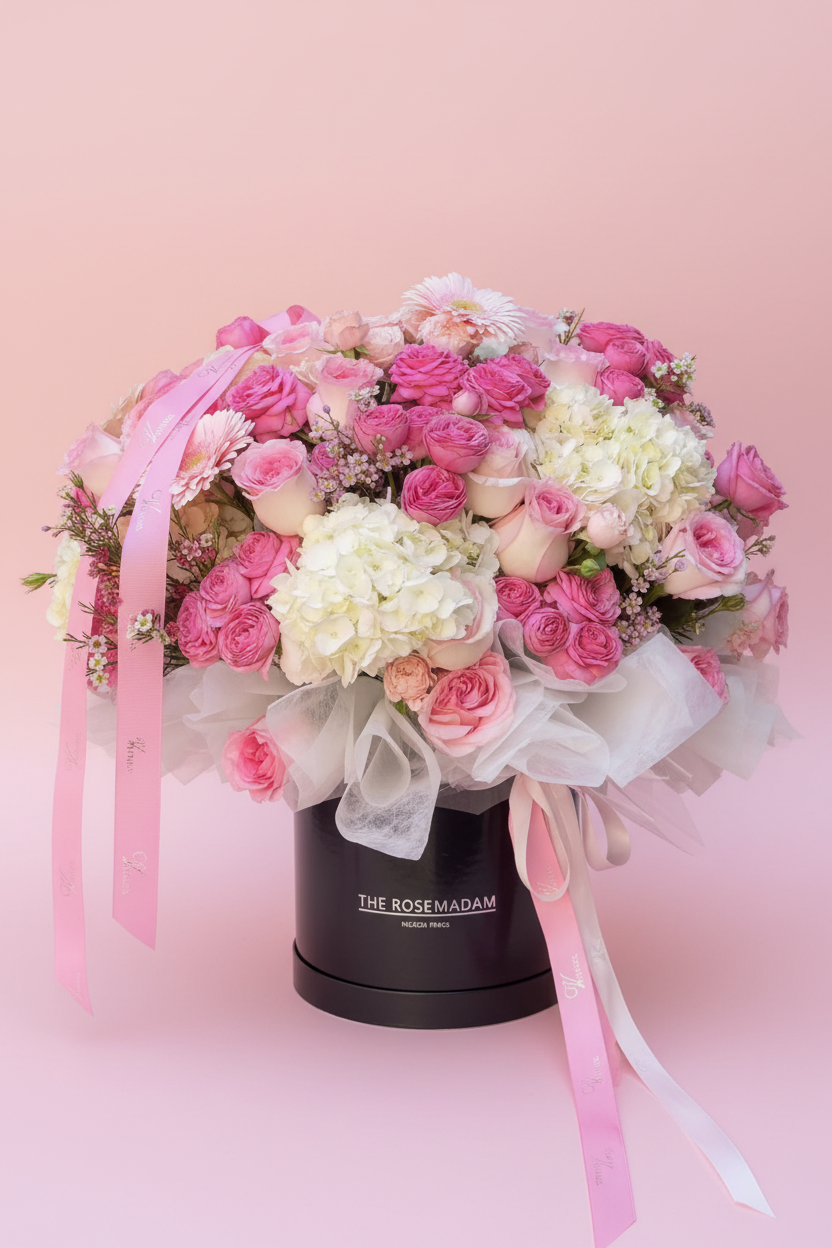Bouquet on Blush Background