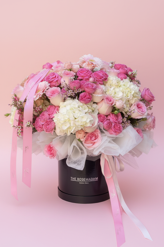Bouquet on Blush Background