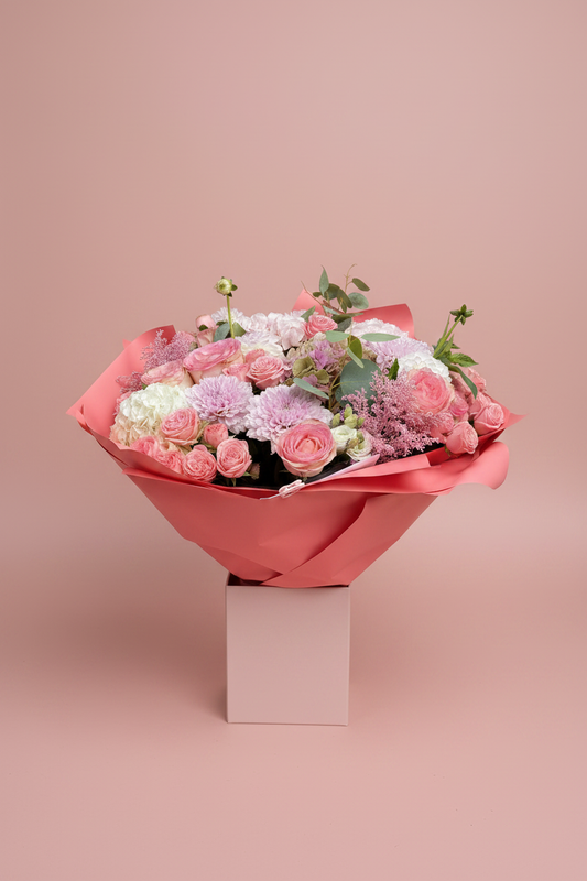 Bouquet with Small Cube Box